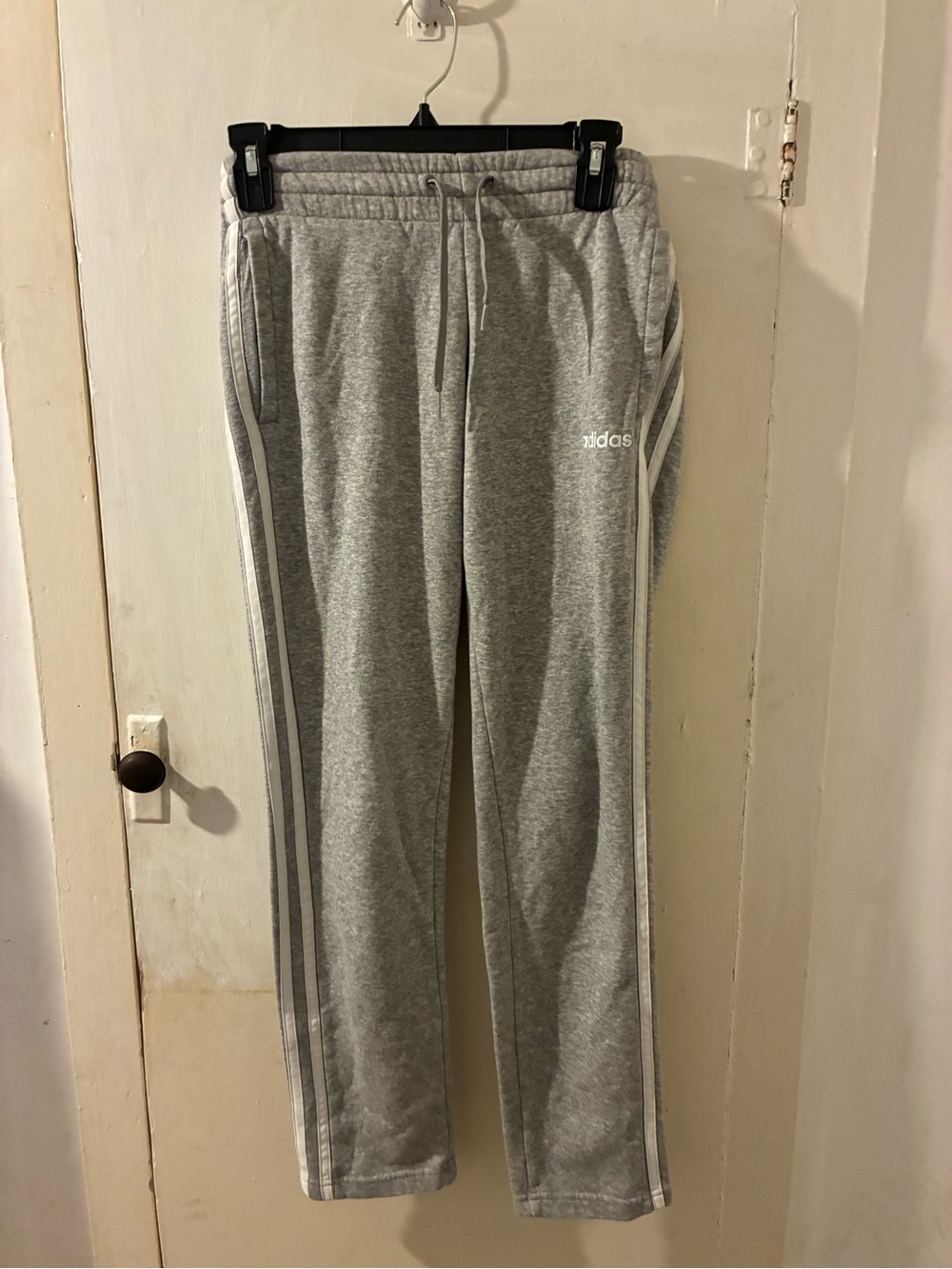 Adidas Gray 3-Stripe sweatpants Drawstring Elastic size XS